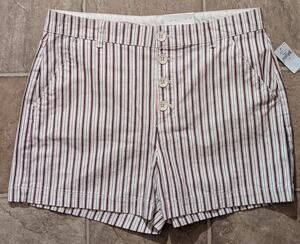 New Old Navy women sz 10 Shorts red white & blue stripes button fly 3837
